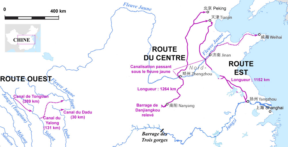 Projet des trois routes pour amener l'eau vers le nord du pays