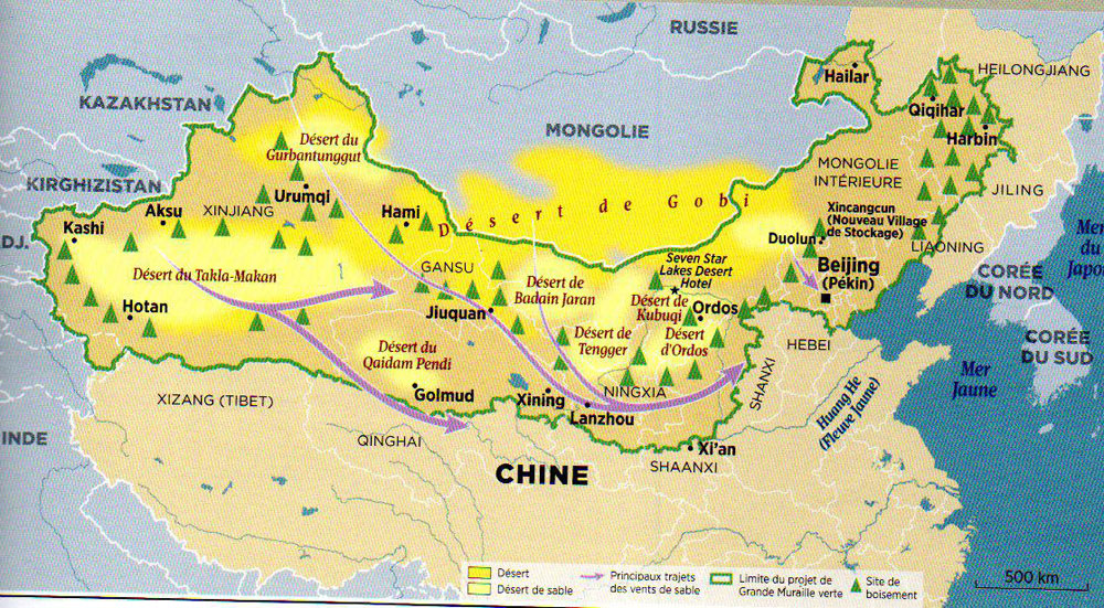 Carte de la surface couverte par la « grande muraille verte » 