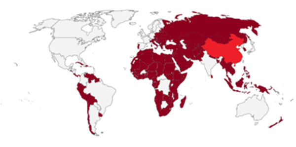 États membres de la nouvelle route de la soie en 2019