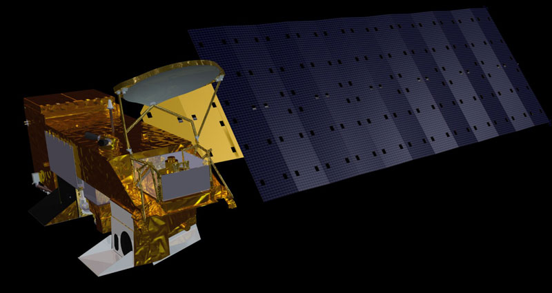 Lancé en 2002, Aqua est l'un des deux satellites équipés du MODIS. L'autre est Terra, en orbite depuis 1999. Photo : NASA