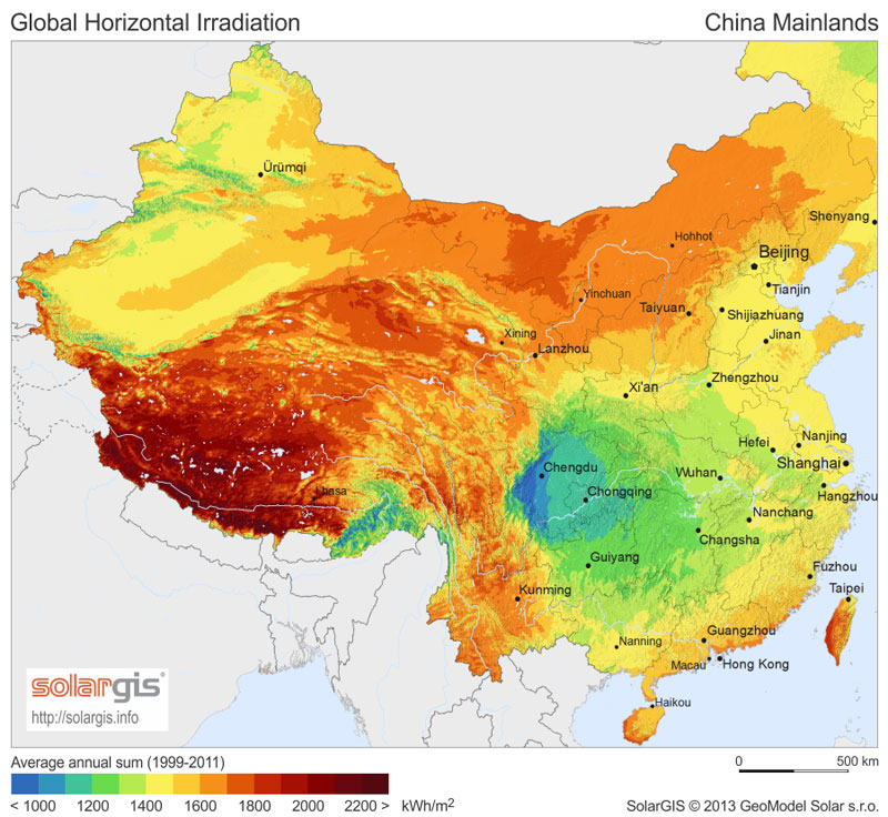 Potentiel de l'énergie solaire de la Chine