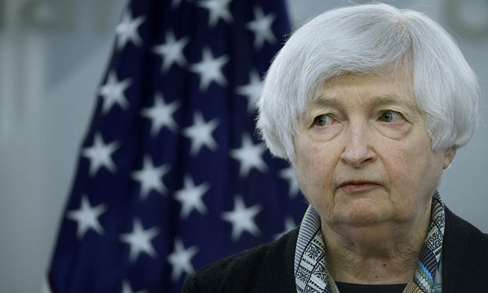 US Treasury Secretary Janet Yellen addresses an Atlantic Council Front Page event on April 13, 2022 in Washington, DC. Photo: AFP 